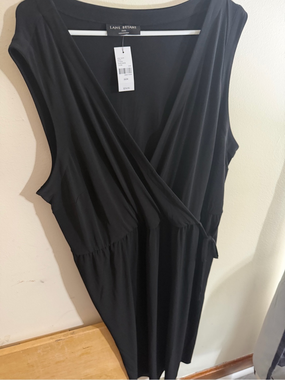 NWT Lane Bryant Size 22/24 Black Faux Wrap Dress Midi